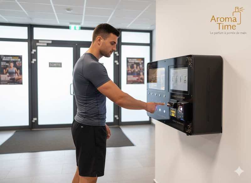 Distributeur automatique de parfum Aroma Time en salle de sport