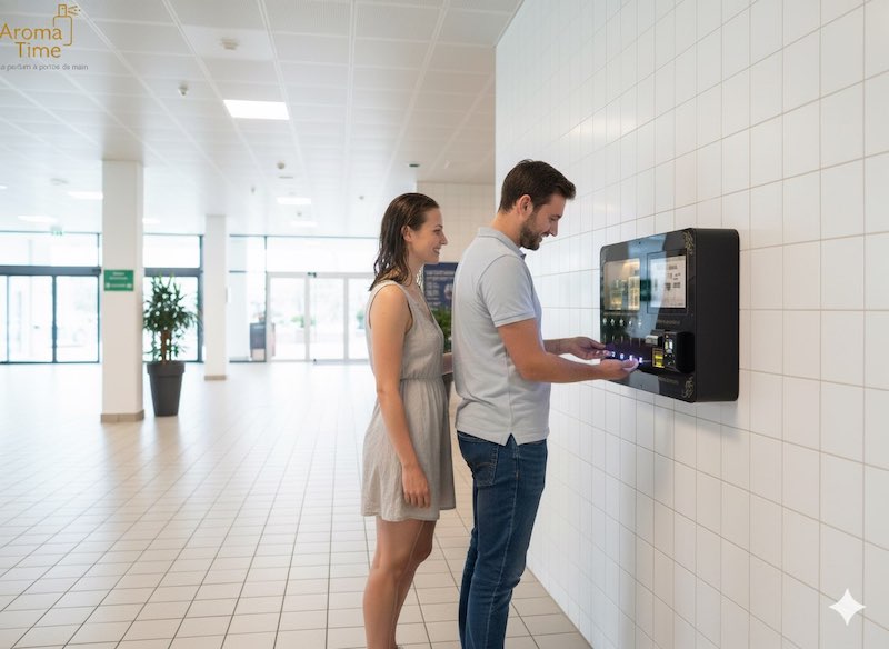 Distributeur automatique de parfum Aroma Time à la piscine 