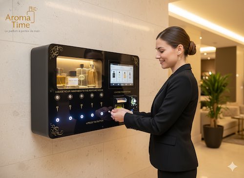 Distributeur de parfum Aroma Time dans un hall d’hôtel